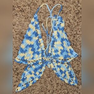 Crochet Flowers Butterfly Bikini Top